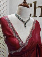 Crushed silk with mirror and cut bead scallop border - Image 2
