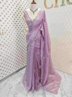 Crushed silk with mirror and cut bead scallop border - Image 10