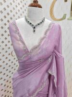Crushed silk with mirror and cut bead scallop border - Image 8