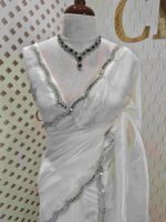 Crushed silk with mirror and cut bead scallop border - Image 14
