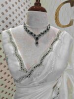 Crushed silk with mirror and cut bead scallop border - Image 15