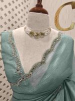 Crushed silk with mirror and cut bead scallop border - Image 21