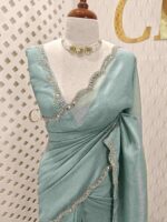 Crushed silk with mirror and cut bead scallop border - Image 20
