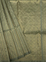 Kanjeevaram with leafy and geometric stripes pattern and diamond shape design on pallu - Image 18