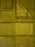 Kanjeevaram with leafy and geometric stripes pattern and diamond shape design on pallu - Image 6