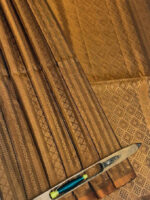 Kanjeevaram with leafy and geometric stripes pattern and diamond shape design on pallu - Image 10