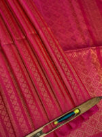 Kanjeevaram with leafy and geometric stripes pattern and diamond shape design on pallu - Image 13