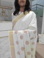 Kerala saree with mandala like print - Image 3
