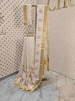 Kerala saree with combination of floral and leafy print motifs - Image 5