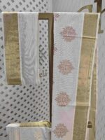 Kerala saree with combination of floral and leafy print motifs - Image 6