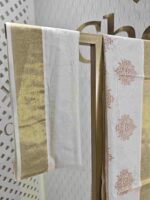 Kerala saree with combination of floral and leafy print motifs - Image 7