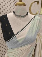 Kerala saree with big polka dots and contrast blouse - Image 8