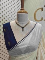Kerala saree with big polka dots and contrast blouse - Image 5
