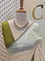 Kerala saree with big polka dots and contrast blouse - Image 14
