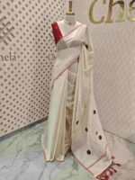 Kerala saree with big polka dots and contrast blouse - Image 18