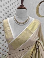 Kerala saree with om satin thread designs - Image 8
