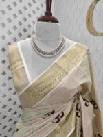 Kerala saree with om satin thread designs - Image 5