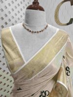 Kerala saree with om satin thread designs - Image 11