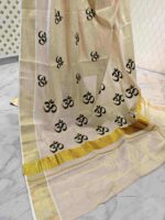 Kerala saree with om satin thread designs - Image 3