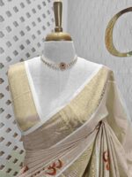 Kerala saree with om satin thread designs - Image 14