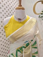 Kerala saree with tulip garden like pattern - Image 2