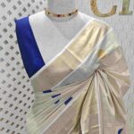 Kerala saree with double colour polka dots