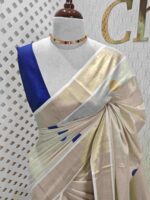 Kerala saree with double colour polka dots