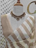 Tissue saree with vertical thick stripes pattern - Image 5