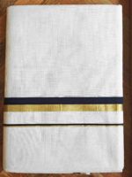 Kerala saree with golden and coloured thin border - Image 6