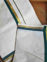 Kerala saree with golden and coloured thin border - Image 3