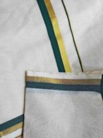 Kerala saree with golden and coloured thin border - Image 2