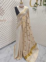 Kerala saree with interconnected coloured circles - Image 18