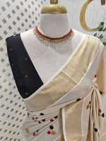 Kerala saree with interconnected coloured circles - Image 17