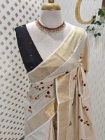 Kerala saree with interconnected coloured circles - Image 16