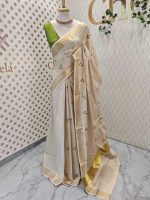 Kerala saree with interconnected coloured circles - Image 15