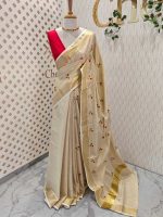 Kerala saree with interconnected coloured circles - Image 12