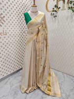 Kerala saree with interconnected coloured circles - Image 9