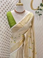 Kerala saree with interconnected coloured circles - Image 4