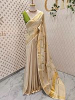 Kerala saree with interconnected coloured circles - Image 6