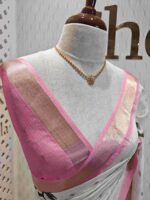 Kerala saree with floral and leafy digital print - Image 2