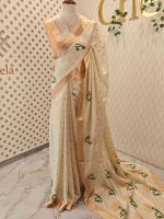 Kerala saree with floral and leafy digital print - Image 13