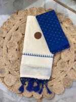 Kerala saree with polka dot and small printed blouse - Image 3