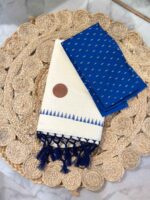 Kerala saree with polka dot and small printed blouse - Image 5