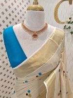 Kerala saree with interconnected coloured circles - Image 2