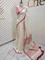 Mul cotton with small flower and stripes on pallu - Image 4