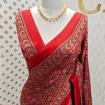 Modal silk with tissue pallu and ajrakh block print