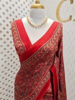Modal silk with tissue pallu and ajrakh block print