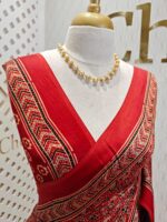 Modal silk with tissue pallu and ajrakh block print - Image 2