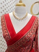 Modal silk with tissue pallu and ajrakh block print - Image 3