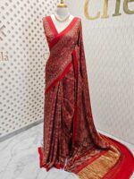 Modal silk with tissue pallu and ajrakh block print - Image 4